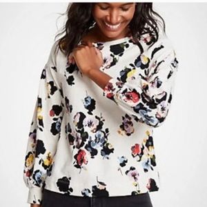 Lightweight White Floral Crewneck Sweatshirt